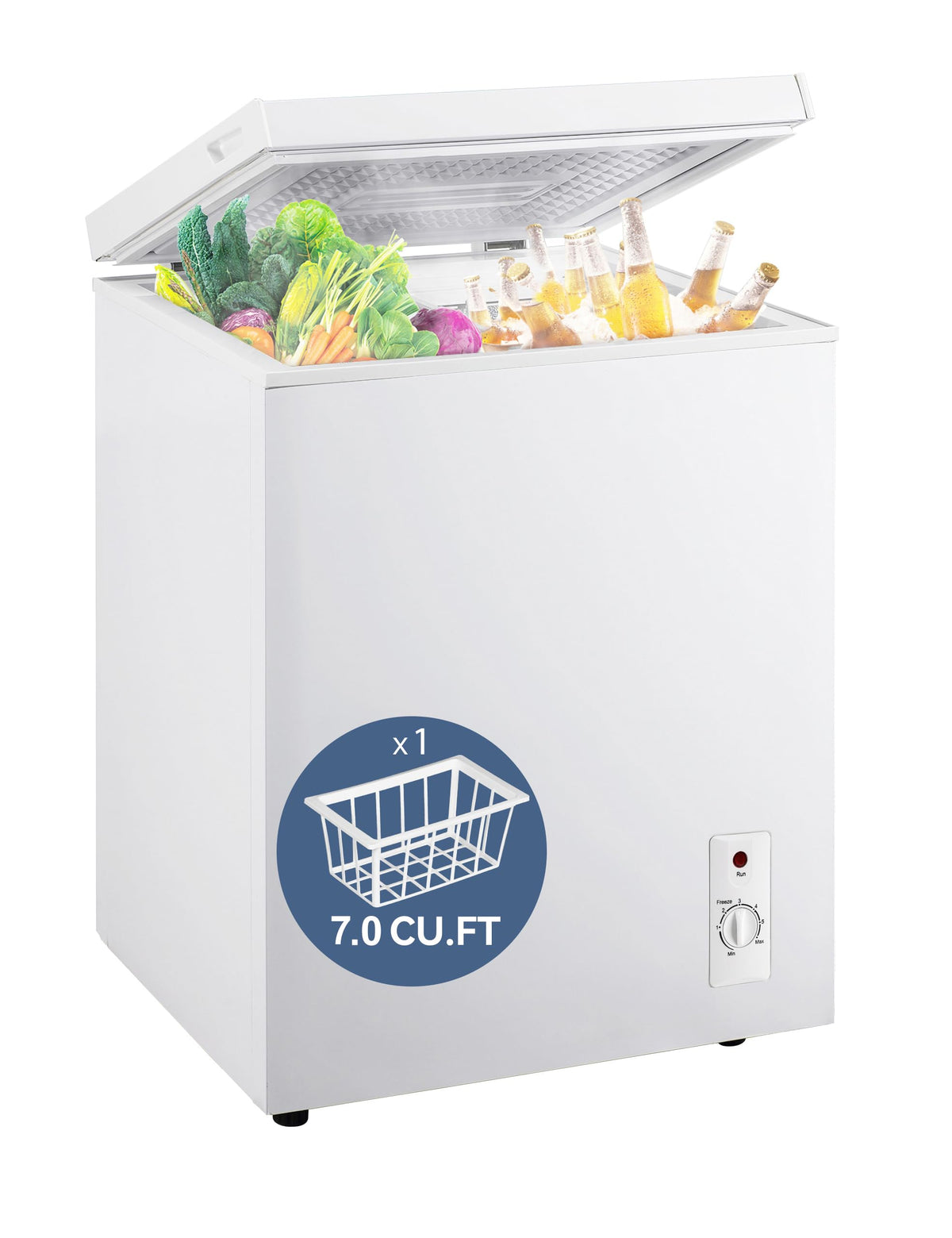 7.0 Cu Ft Chest Freezer - Energy Saving Quiet Top Open Door Mini Freezer Adjustable 6 Thermostat - Compact Small Deep Freezer w/Removable Basket and Defrost Water Drain for Home/Apartment/Garage Jansha Store