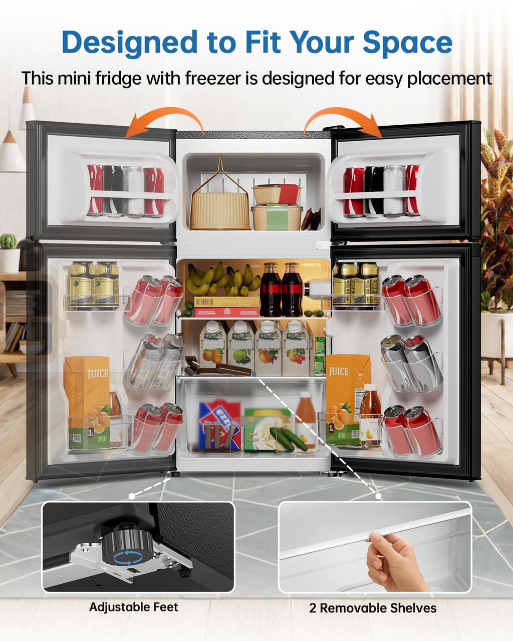 3.2 Cu Ft Mini Fridge with Freezer, Single Door Upright Freezer Jansha Store
