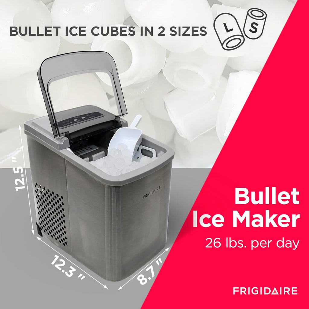 Frigidaire 26 Lbs per Day Portable Compact Maker, Ice Making Machine, Stainless, Medium Jansha Store