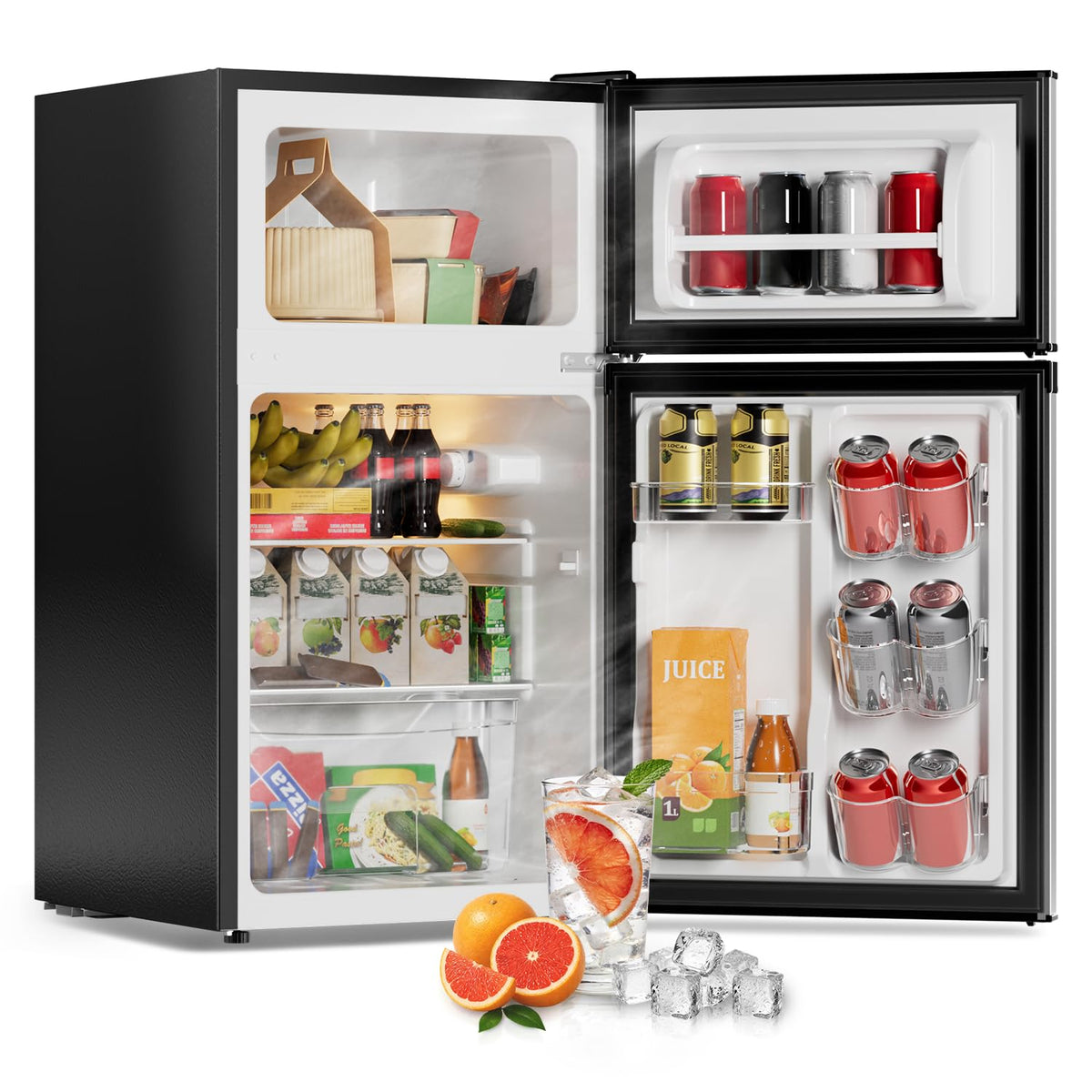 3.2 Cu Ft Mini Fridge with Freezer, Single Door Upright Freezer Jansha Store