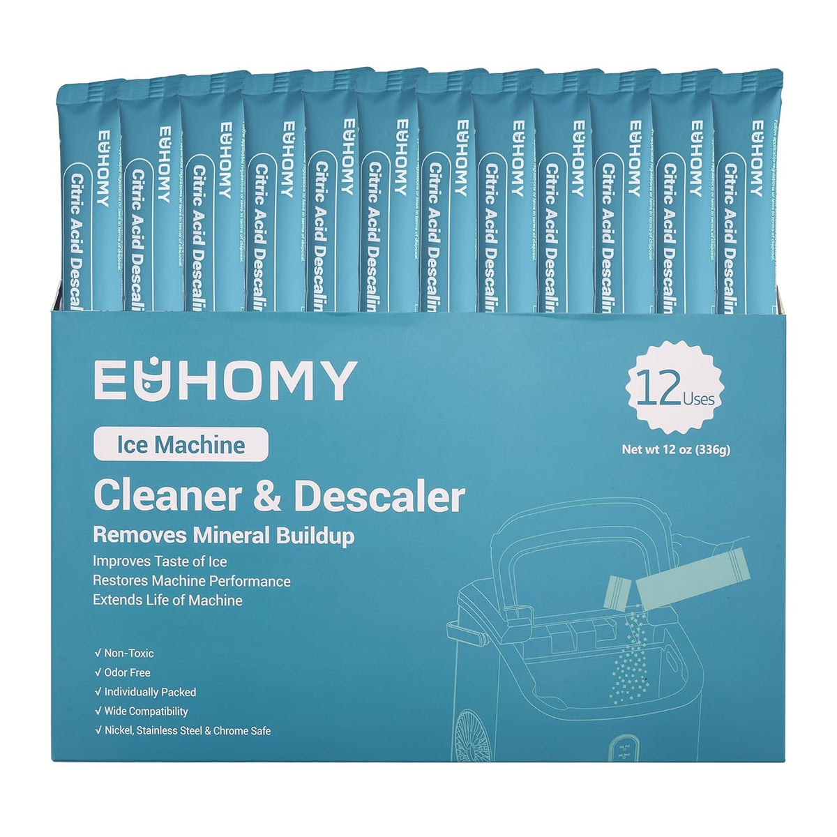 EUHOMY Ice Maker Cleaner & Descaler, 12 Uses & Individually Packed Jansha Store