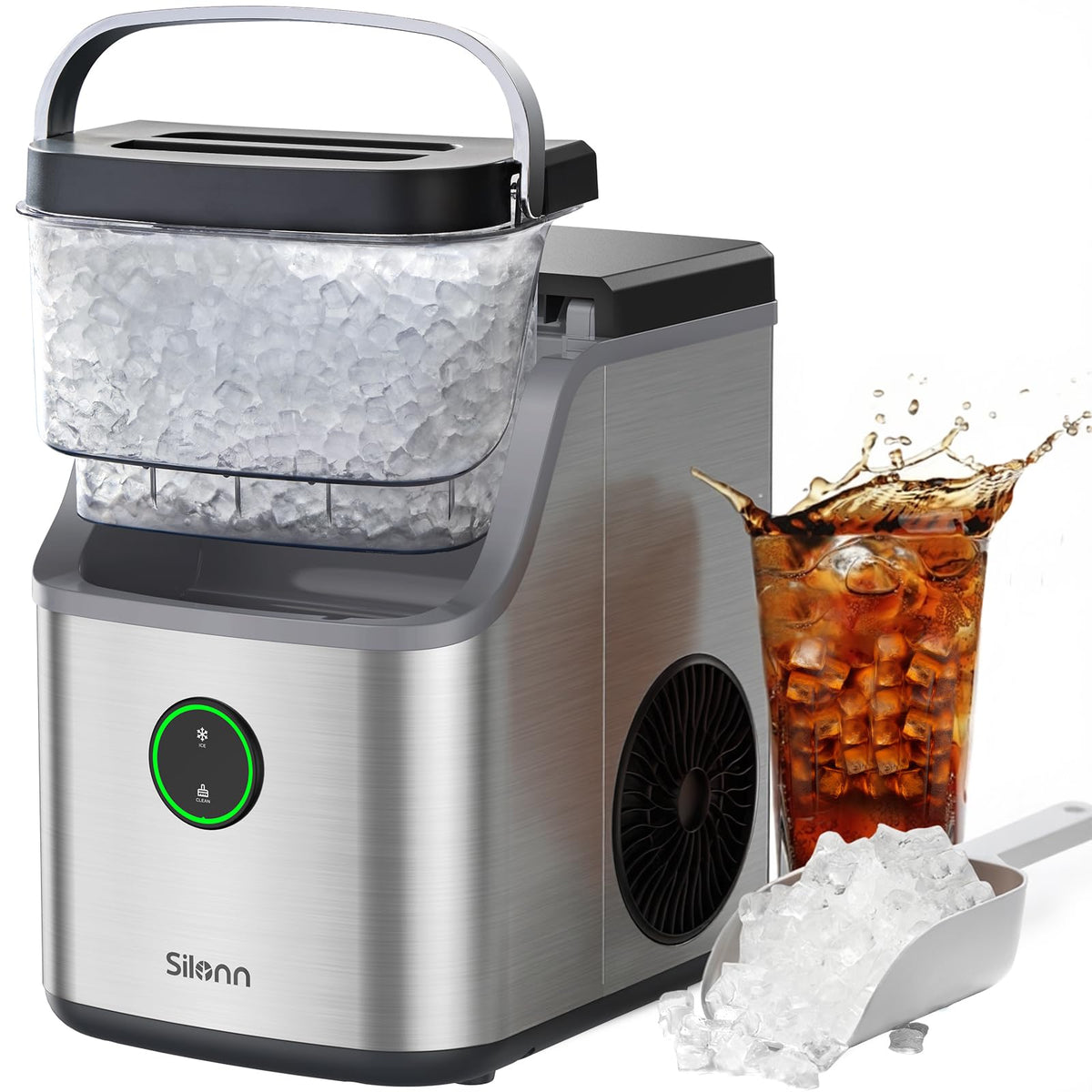 Silonn Ice Maker Countertop, Portable Ice Machine with Carry Handle, Self-Cleaning Ice Makers with Basket and Scoop, 9 Cubes in 6 Mins, 26 lbs per Day, Ideal for Home, Kitchen, Camping, RV Jansha Store