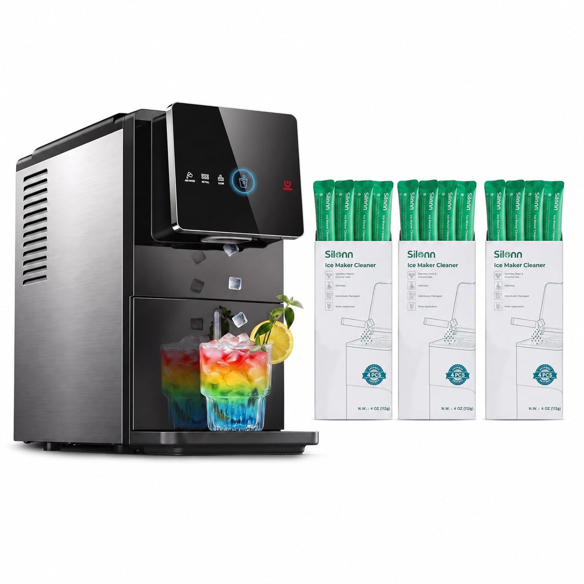 Silonn Nugget Ice Maker, Smart Countertop Ice Machine with APP & Voice Control, Self-Cleaning, 44lbs/24H Soft Chewable Sonic Ice, 3L Tank, for Home Kitchen & Party Jansha Store