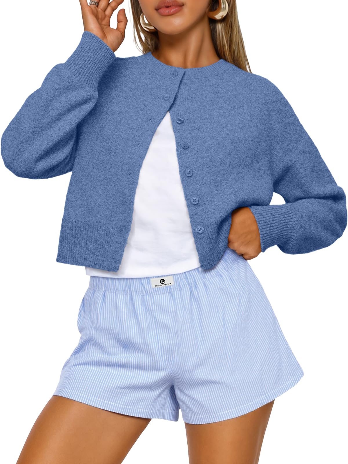Trendy Queen Cropped Cardigan Sweaters for Women Fall Fashion Clothes 2026 Jansha Store