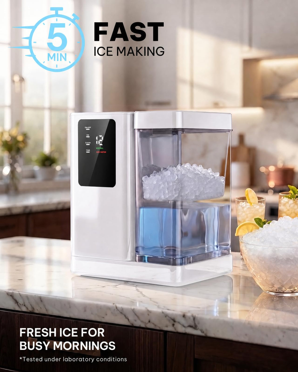 Silonn Nugget Ice Maker, Smart Countertop Ice Machine with APP & Voice Control, Self-Cleaning, 44lbs/24H Soft Chewable Sonic Ice, 3L Tank, for Home Kitchen & Party Jansha Store