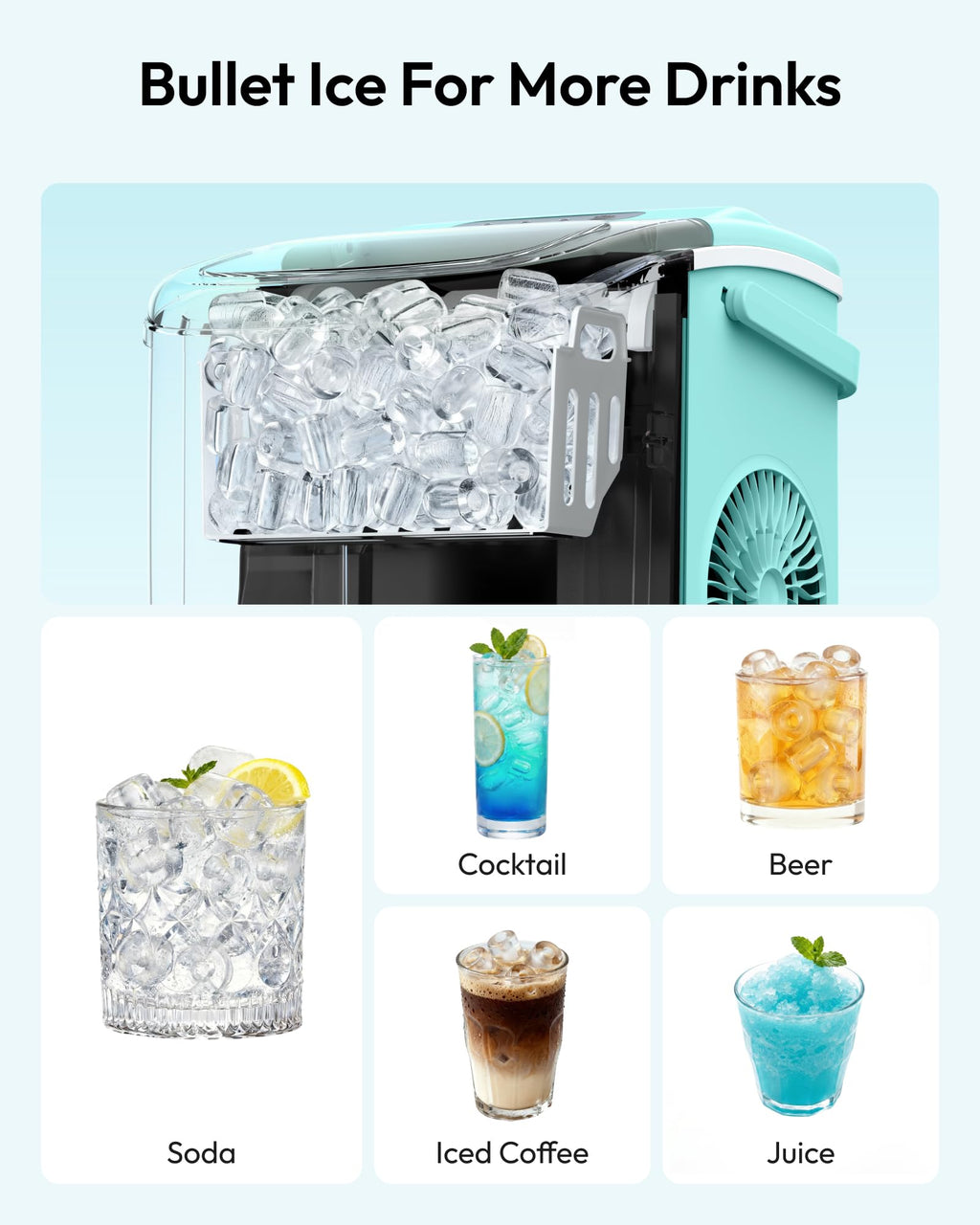 EUHOMY Countertop Ice Maker Machine with Handle, 26lbs in 24Hrs, 9 Ice Cubes Ready in 6 Mins, Auto-Cleaning Portable Ice Maker with Basket and Scoop, for Home/Kitchen/Camping/RV. (Black) Jansha Store