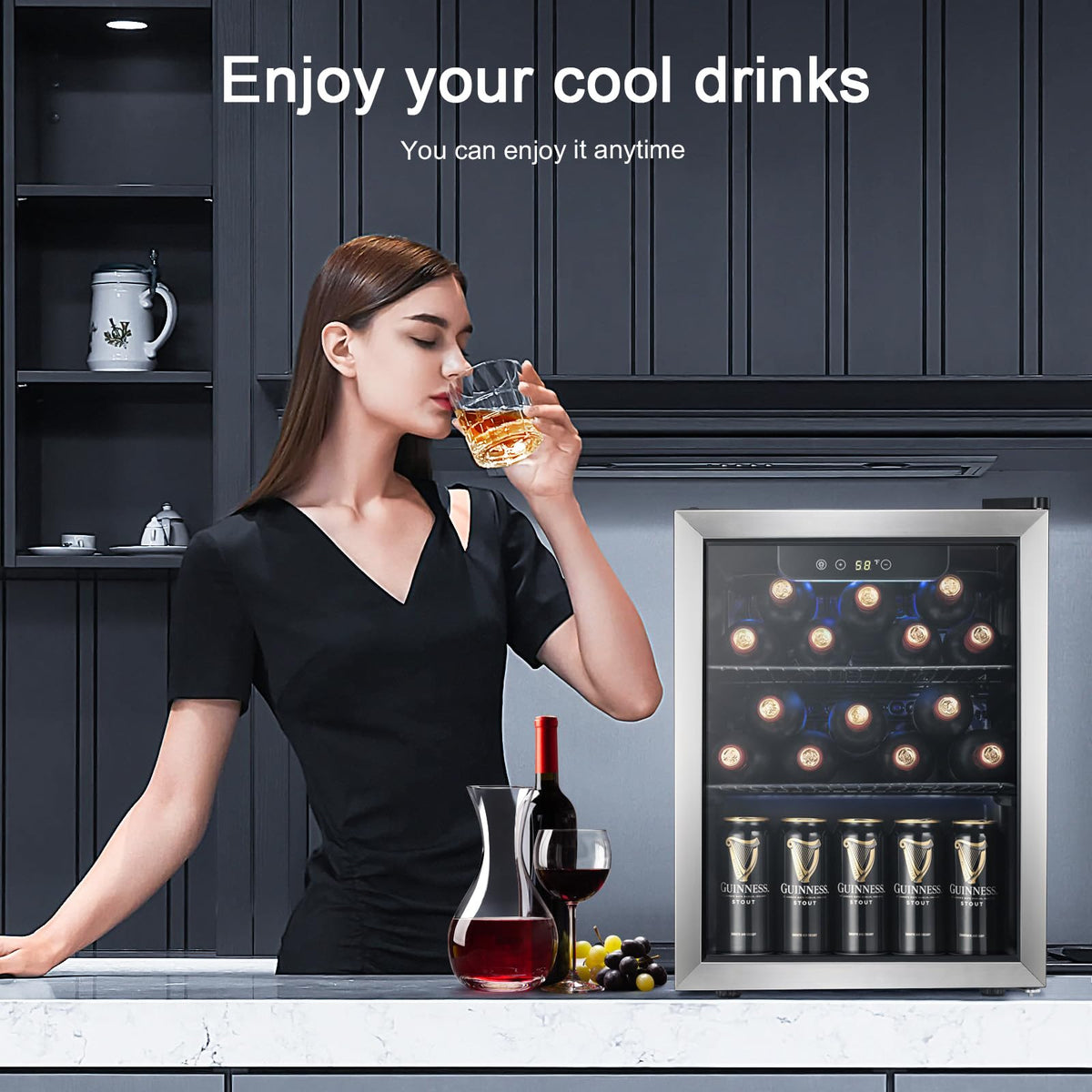 Antarctic Star Beverage Refrigerator Cooler 68 Can, Mini Fridge with Glass Door for Beer Drinks Wine,Freestanding Small Fridge with Electronic Temperature Control for Home and Bar,1.7 cu.ft Jansha Store