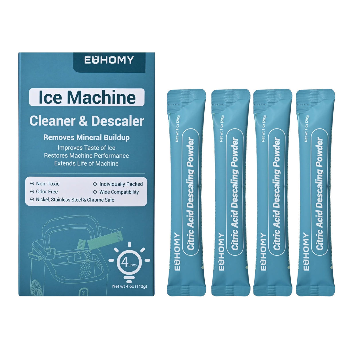 EUHOMY Ice Maker Cleaner & Descaler, 12 Uses & Individually Packed Jansha Store