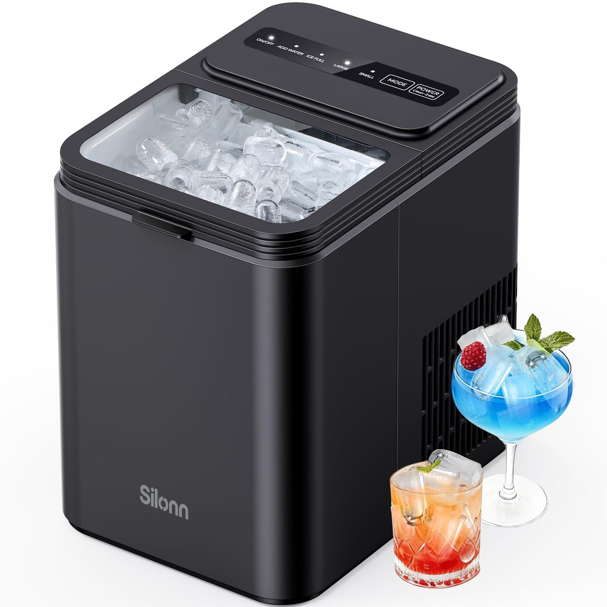 Silonn Ice Maker Countertop, Portable Ice Machine with Carry Handle, Self-Cleaning Ice Makers with Basket and Scoop, 9 Cubes in 6 Mins, 26 lbs per Day, Ideal for Home, Kitchen, Camping, RV Jansha Store