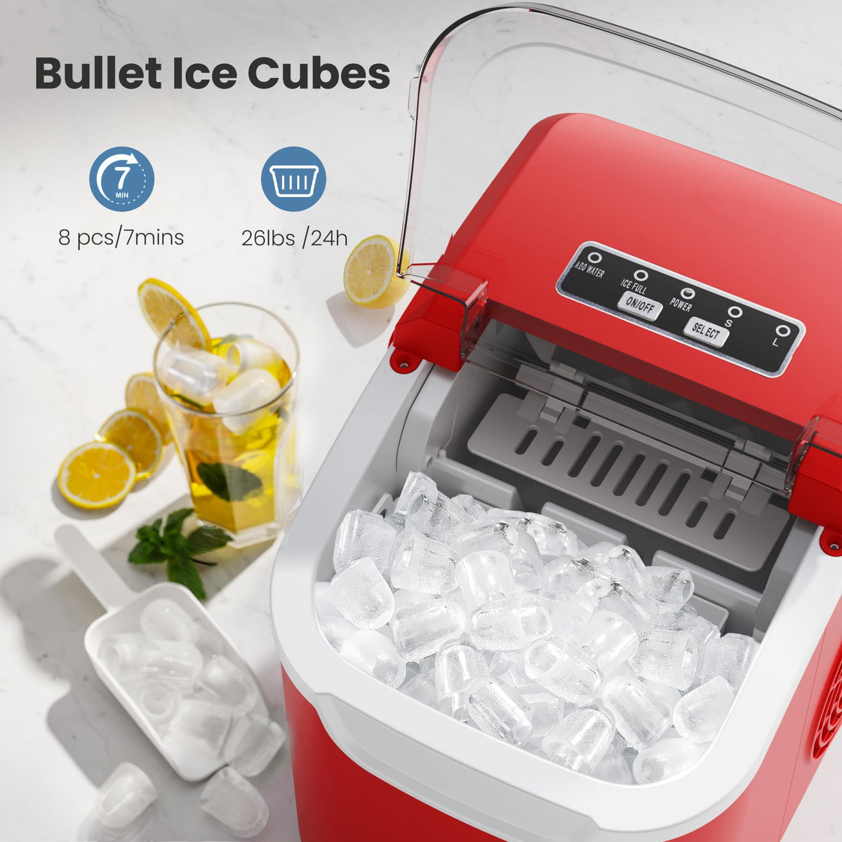 Crzoe Countertop Ice Maker, 26Lbs/24H,2 Sizes of Ice, Self-Cleaning,Black Jansha Store