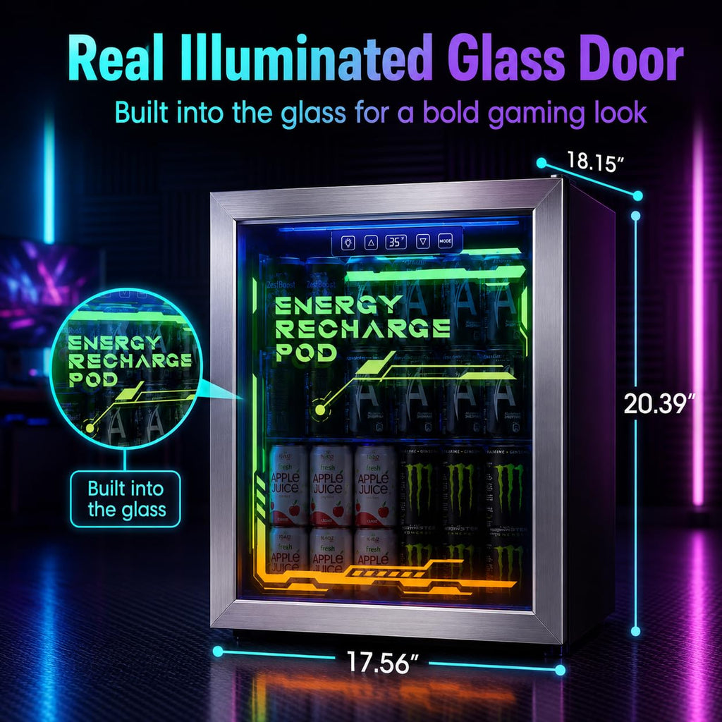 3.2 Cuft Beverage Fridge, 130 Can Mini Fridge With Glass Door, Black Jansha Store