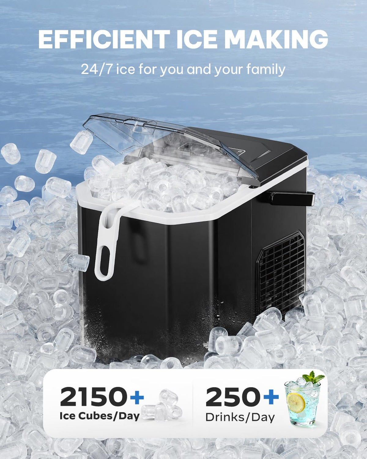 Silonn Ice Maker Countertop, Portable Ice Machine with Carry Handle, Self-Cleaning Ice Makers with Basket and Scoop, 9 Cubes in 6 Mins, 26 lbs per Day, Ideal for Home, Kitchen, Camping, RV Jansha Store