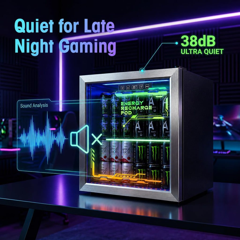3.2 Cuft Beverage Fridge, 130 Can Mini Fridge With Glass Door, Black Jansha Store