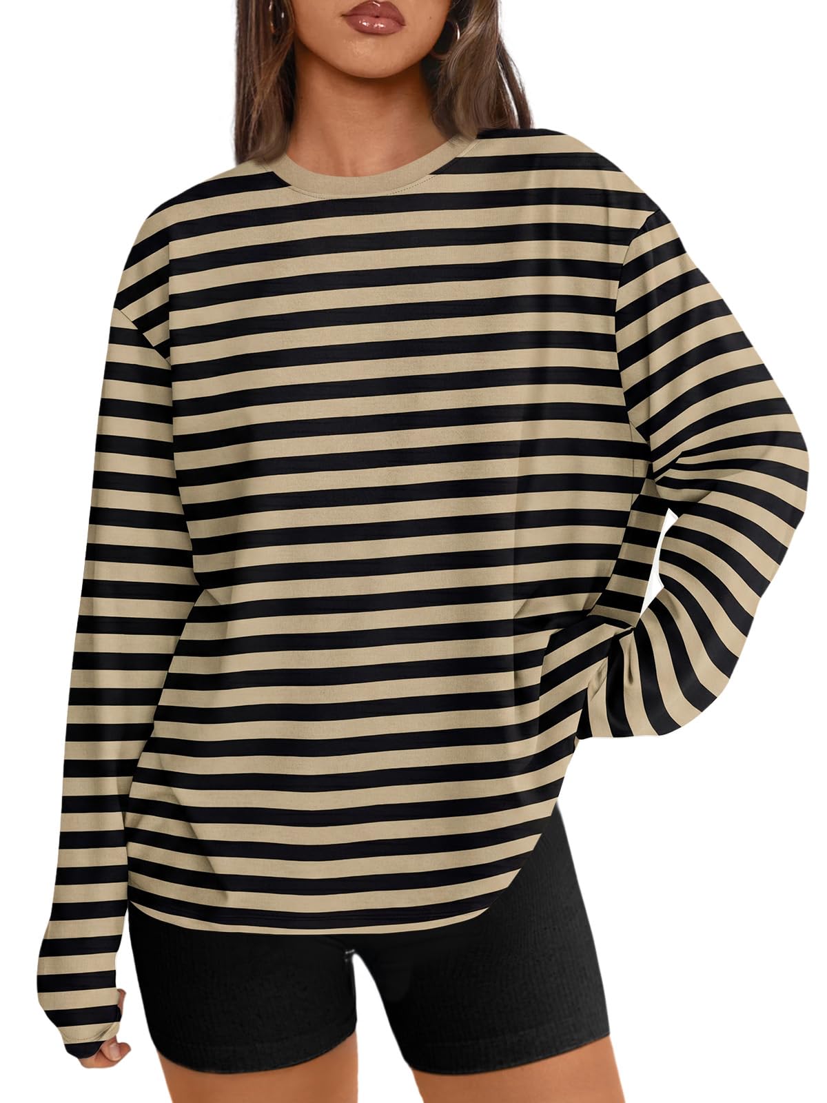 Trendy Queen Womens Oversized Long Sleeve Shirts Fall Tops 2026 Basic Tees Jansha Store
