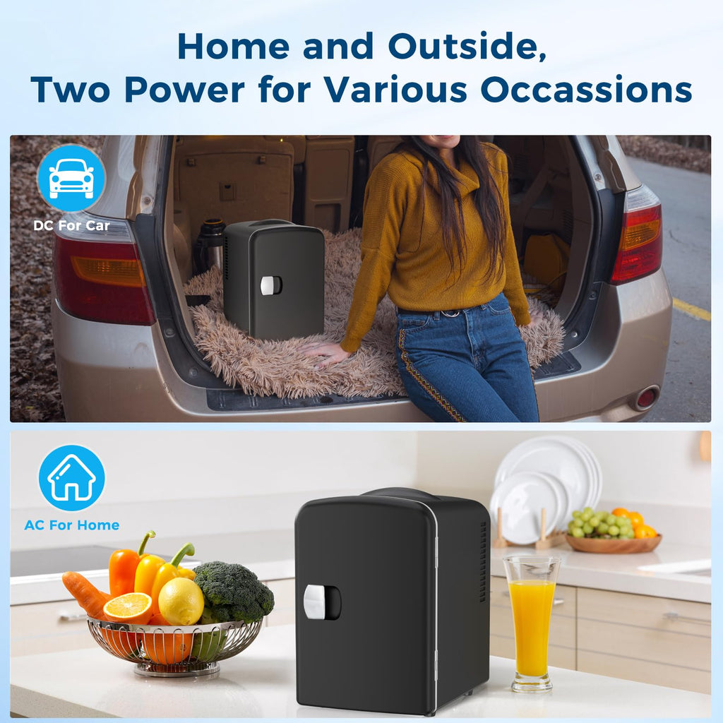Antarctic Star Compact Refrigerator, Portable Mini Fridge, Skin Care 4L Capacity/6 Cans, for Bedroom, Car, Office & Dorm, Small Cooler for Cosmetics, Beverage and Food, White Jansha Store
