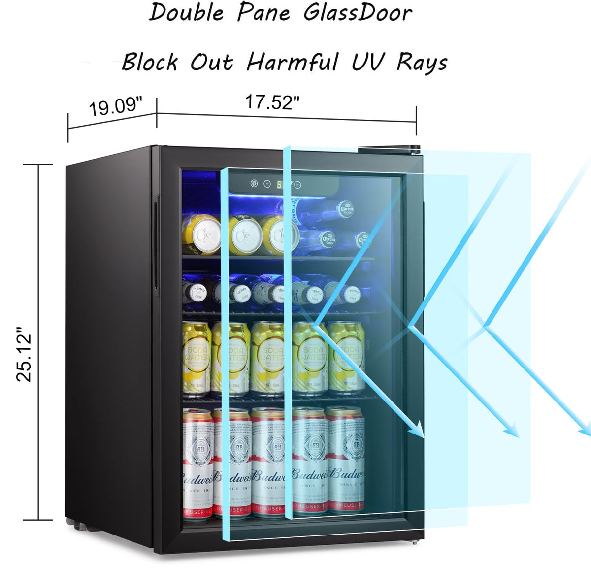 Antarctic Star Beverage Refrigerator Cooler 68 Can, Mini Fridge with Glass Door for Beer Drinks Wine,Freestanding Small Fridge with Electronic Temperature Control for Home and Bar,1.7 cu.ft Jansha Store