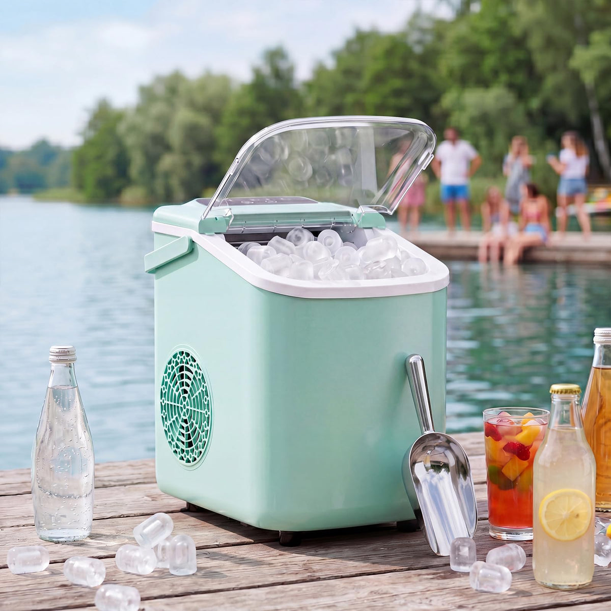 Sweetcrispy Countertop Ice Maker with Scoop, Basket and Handle, Portable Ice Machine 9 Cubes Ready in 6 Mins, 26.5lbs in 24Hrs, 2 Sizes for Home Kitchen Office Bar Party Jansha Store