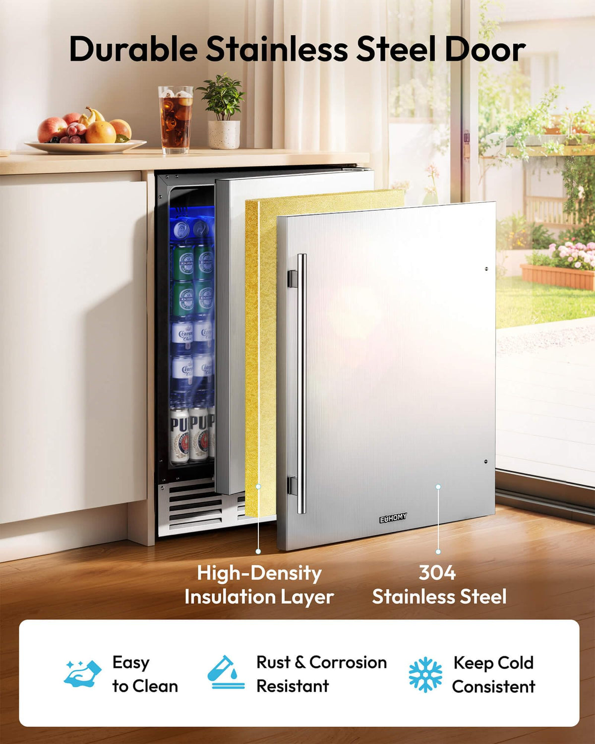 EUHOMY 24 Can Mini Fridge, 18L Beverage Refrigerator with Quiet Compressor Jansha Store