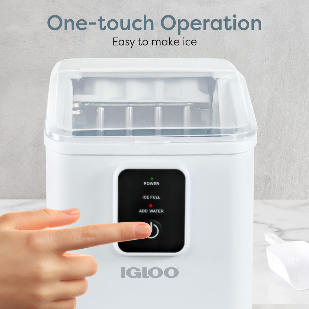 Igloo Portable Ice Maker with Scoop - Ice Maker with LED Control Panel & 1.5 Quart Water Tank - Stainless Ice Cube Maker Produces 26 Lbs. of Ice in 24 Hours with 9 Large or Small Cubes in 7 Minutes Jansha Store