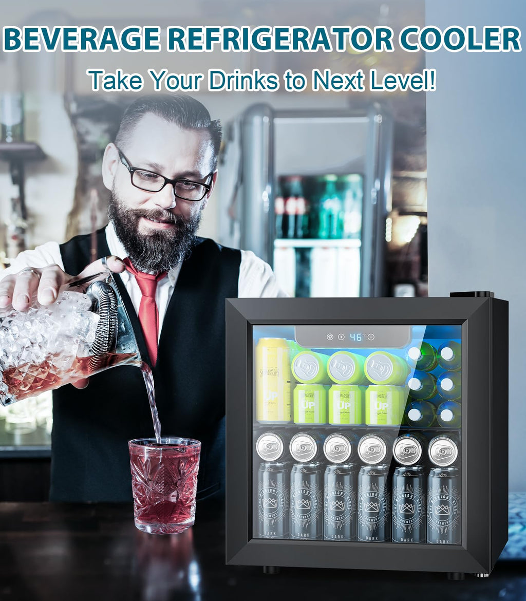 Electactic Mini Fridge 130 Can Beverage Refrigerator Cooler, 3.2 Cu.Ft Drink Fridge for Soda Wine Beer, Adjustable Temperature Control for Home Office, Black Jansha Store