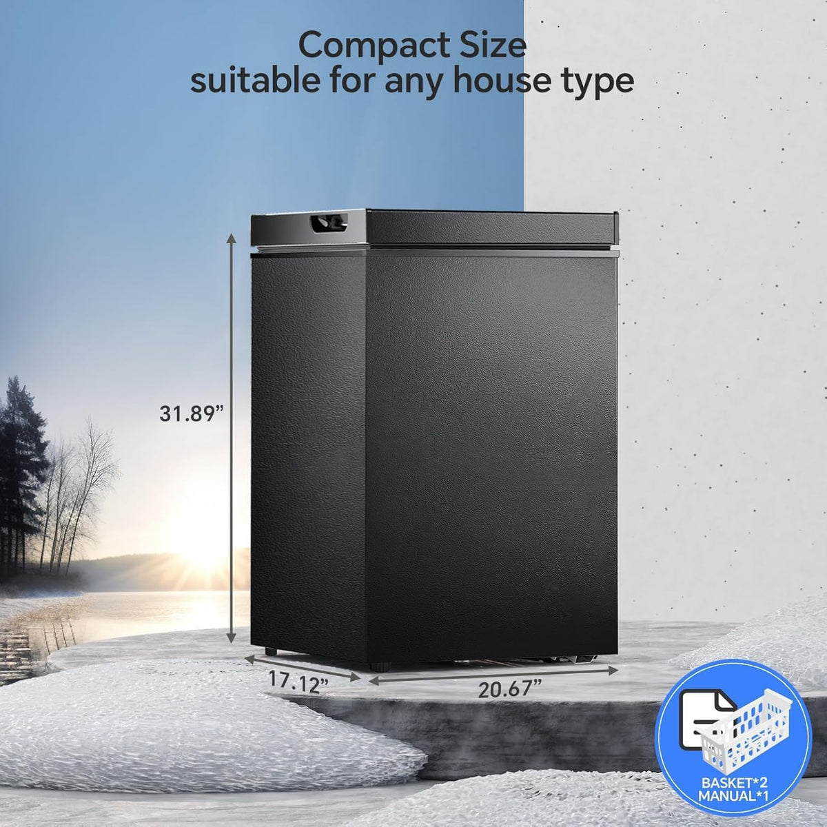 Kismile 1.8 Cu.Ft Mini Chest Freezer, Compact Deep Freezer for Home, Black Jansha Store