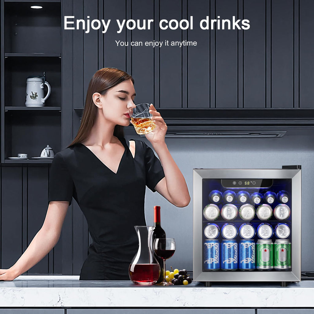 Antarctic Star Beverage Refrigerator Cooler 68 Can, Mini Fridge with Glass Door for Beer Drinks Wine,Freestanding Small Fridge with Electronic Temperature Control for Home and Bar,1.7 cu.ft Jansha Store