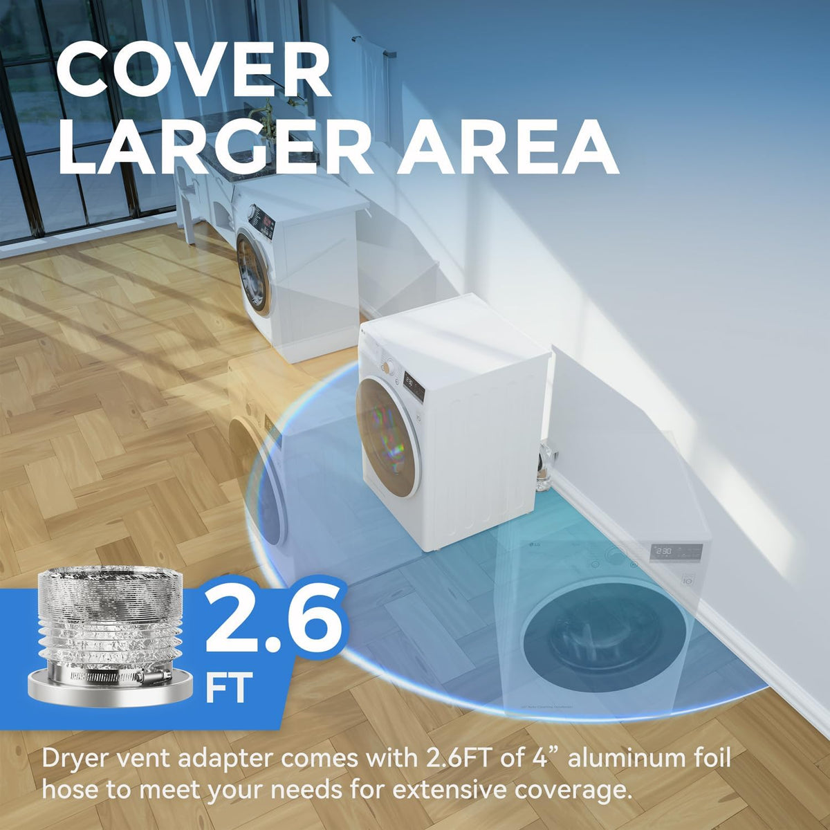 Magnetic Dryer Vent Coupling DV90 Airtight Seal Dryer Vent Connector Kit Easy to Clean Quick Connector Including a 2.6ft 4" Duct and two Clamps Jansha Store