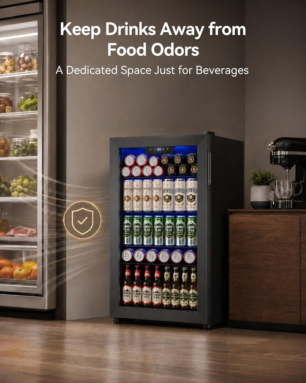 Feelfunn 3.2 Cu. Ft. Beverage Refrigerator, 126-Can Mini Fridge, 34-64°F Jansha Store