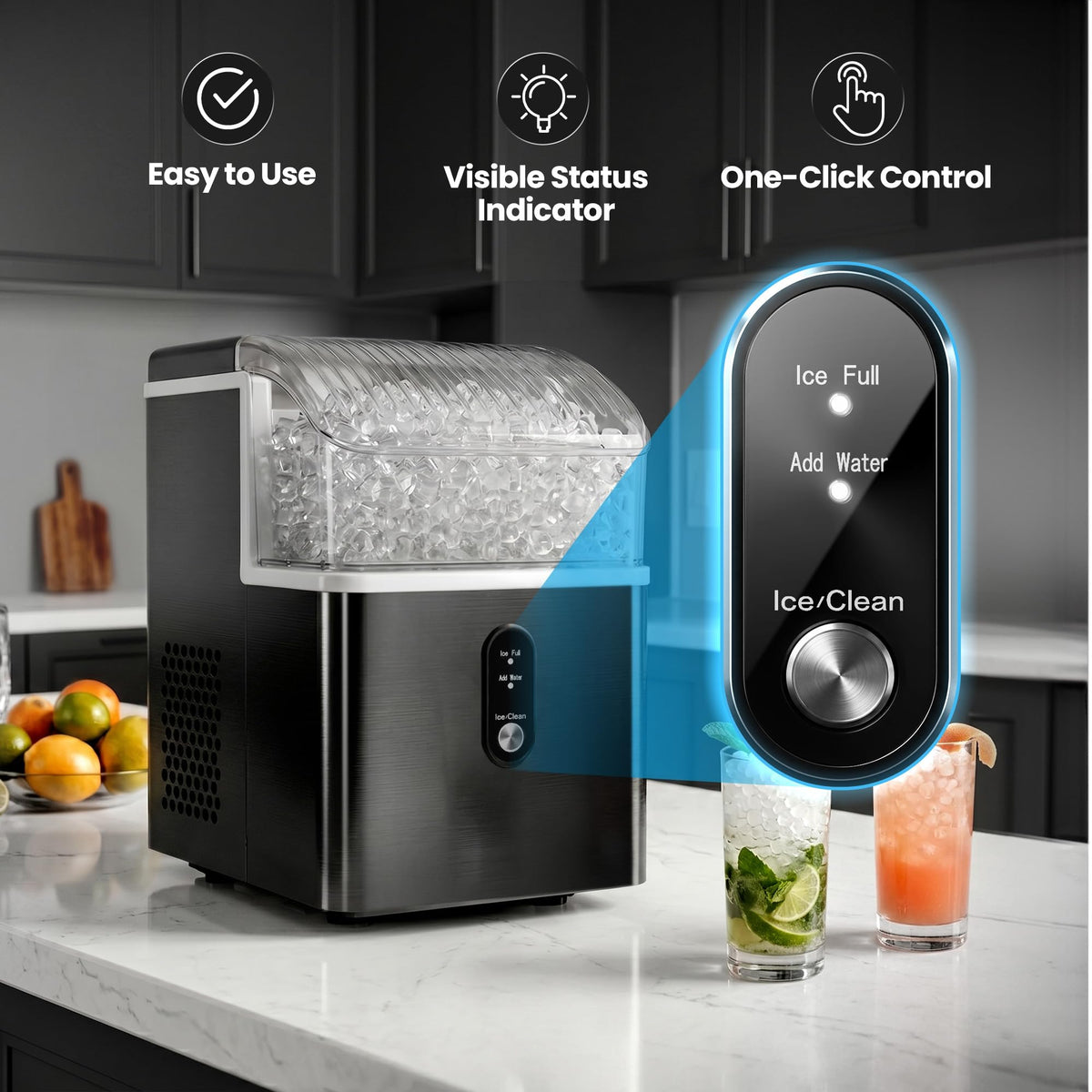 Crzoe Nugget Ice Maker Countertop, 35lbs/Day, Portable Pebble Ice Machine Jansha Store