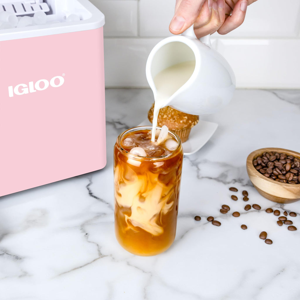 Igloo Portable Ice Maker with Scoop - Ice Maker with LED Control Panel & 1.5 Quart Water Tank - Stainless Ice Cube Maker Produces 26 Lbs. of Ice in 24 Hours with 9 Large or Small Cubes in 7 Minutes Jansha Store