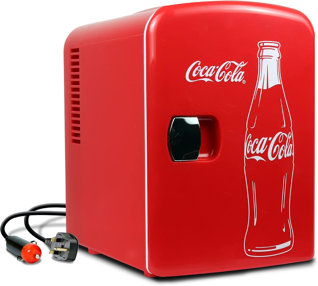 Coca-Cola 4L Mini Fridge, 6 Can, Classic Bottle Design, Red Jansha Store