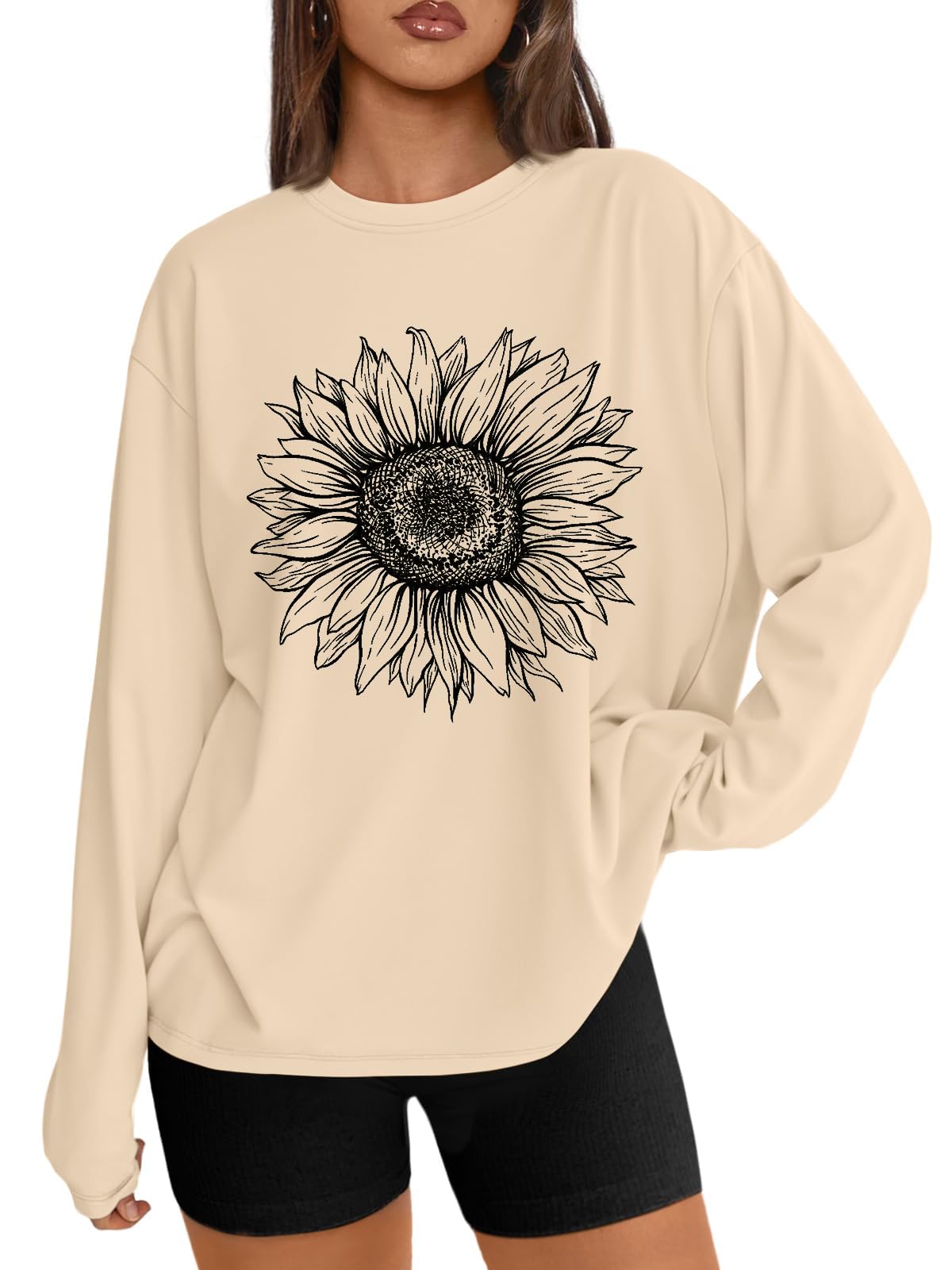 Trendy Queen Womens Oversized Long Sleeve Shirts Fall Tops 2026 Basic Tees Jansha Store