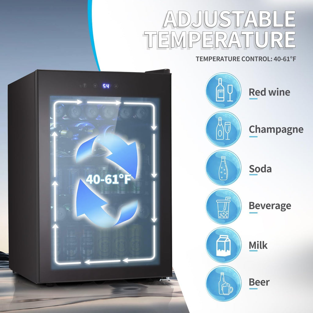 Antarctic Star Beverage Refrigerator Cooler 68 Can, Mini Fridge with Glass Door for Beer Drinks Wine,Freestanding Small Fridge with Electronic Temperature Control for Home and Bar,1.7 cu.ft Jansha Store