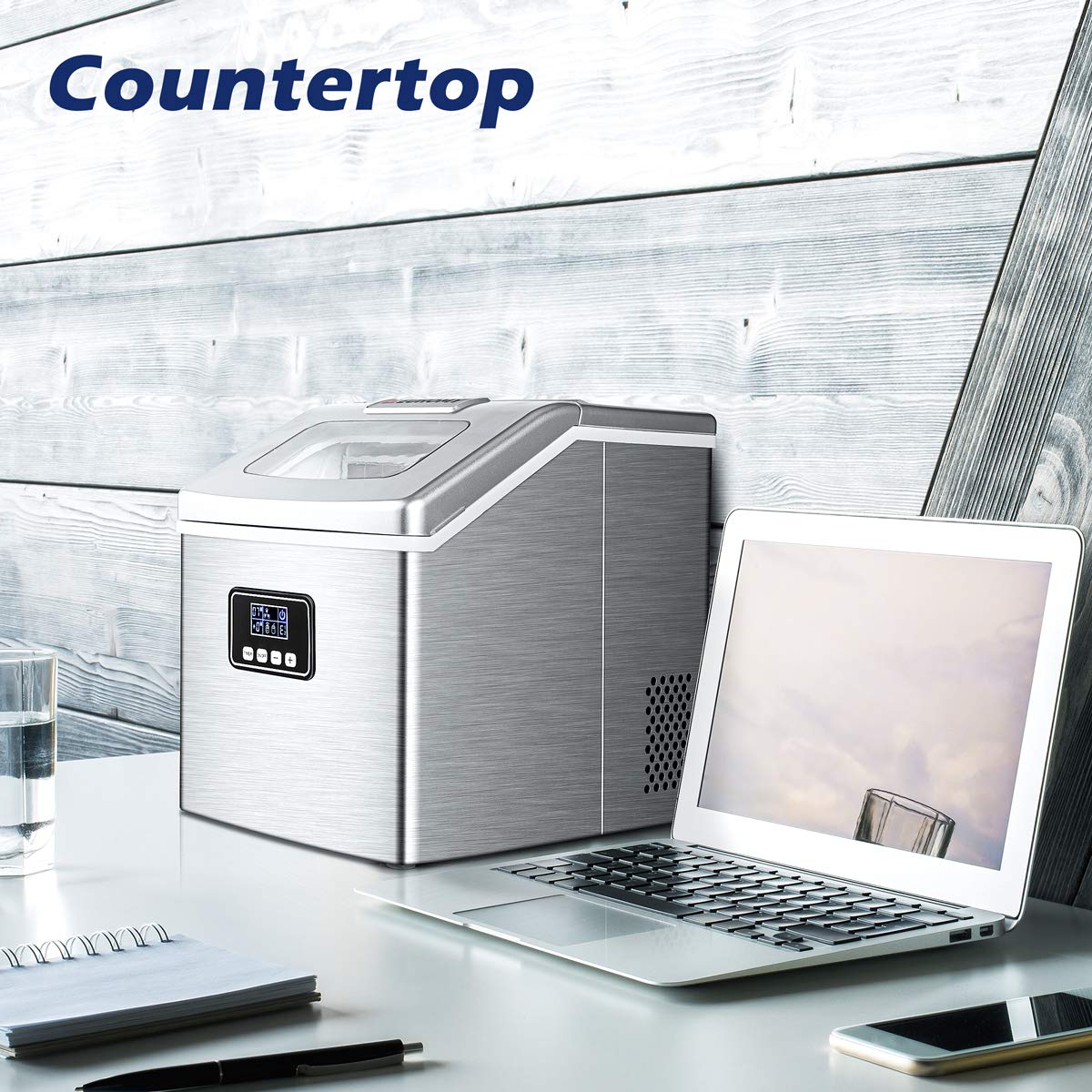 EUHOMY Nugget Ice Maker Countertop, Ready in 7 Mins, 35Lbs/24H Pebble Ice Maker Machine, Self-Cleaning Countertop Sonic Ice Makers with Ice Scoop&Basket, Pellet Ice Maker for Home, Stainless Steel Jansha Store