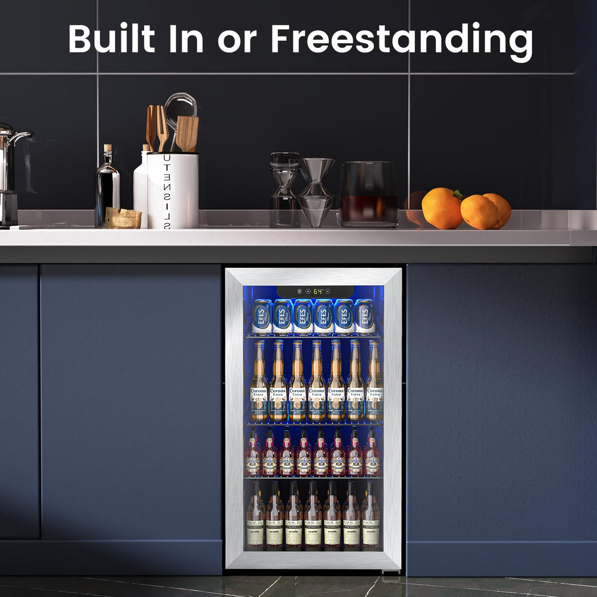 Electactic Mini Fridge 130 Can Beverage Refrigerator Cooler, 3.2 Cu.Ft Drink Fridge for Soda Wine Beer, Adjustable Temperature Control for Home Office, Black Jansha Store