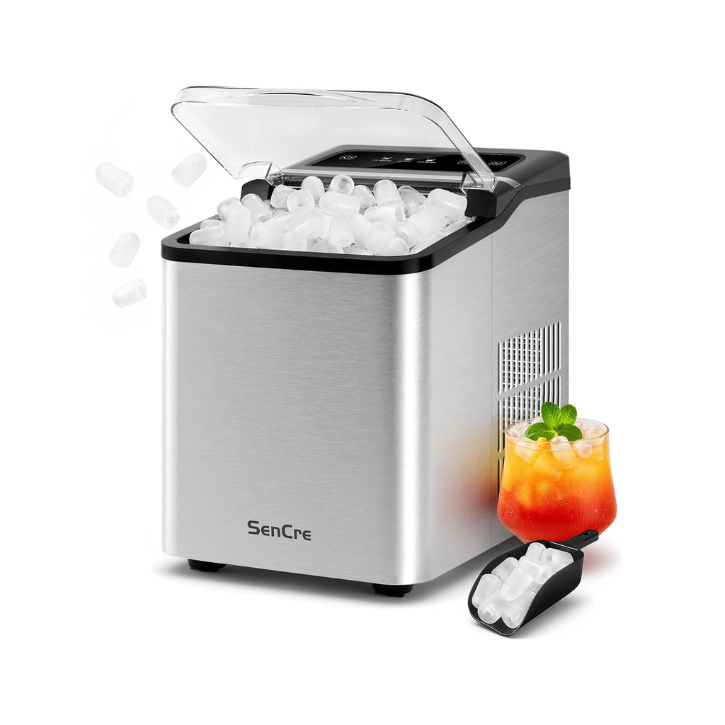 Ice Makers Countertop, 26.5Lbs/24H Ice Machine with 2 Sizes Bullet Ice, 9 Ice Cubes Release in 6 Mins, Self-Cleaning Portable Ice Maker with Ice Scoop and Basket for Home Kitchen Office Bar RV Jansha Store