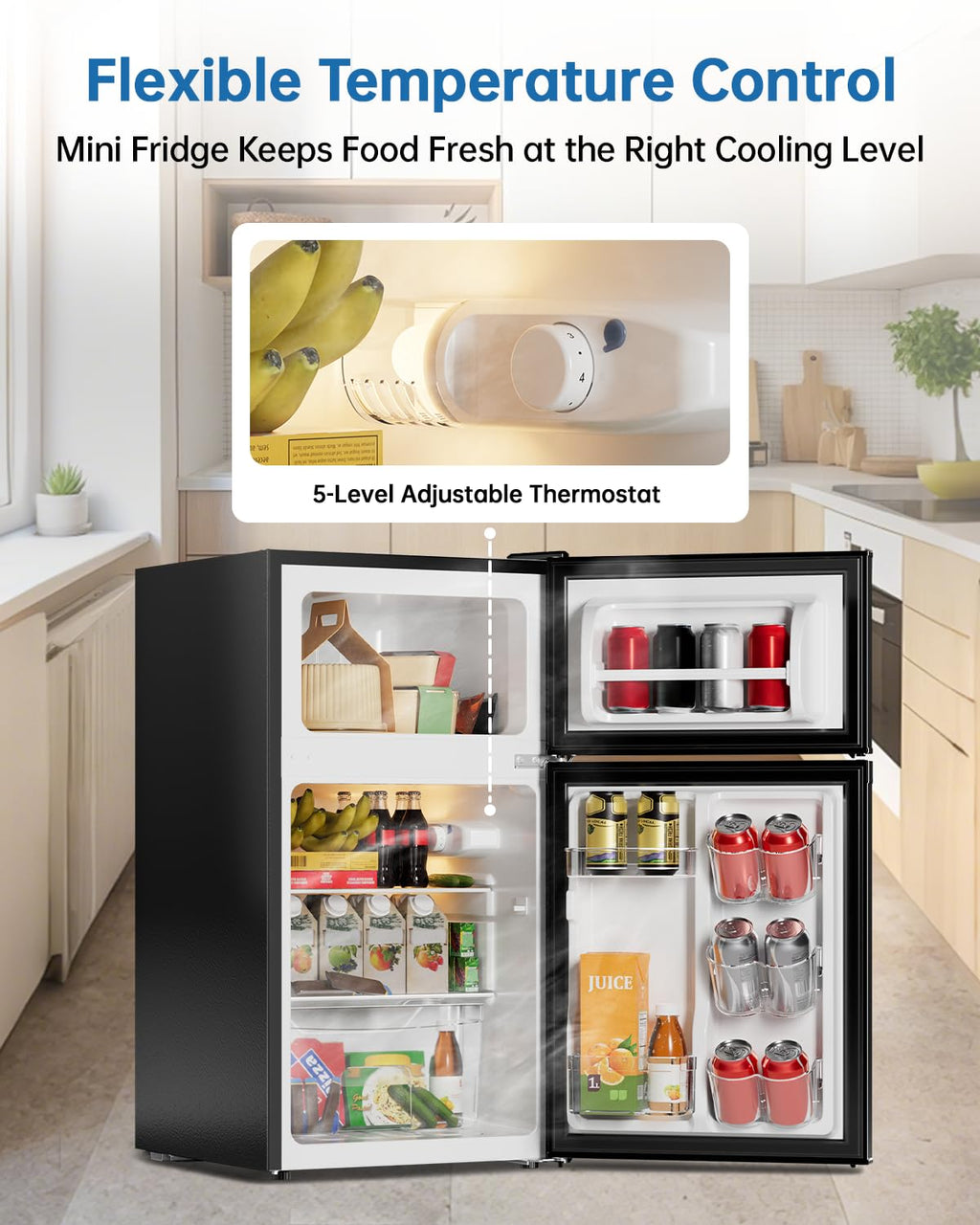 3.2 Cu Ft Mini Fridge with Freezer, Single Door Upright Freezer Jansha Store