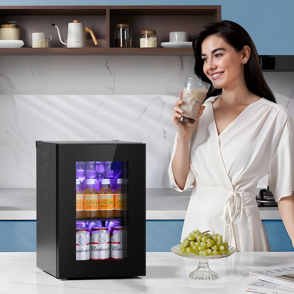 Antarctic Star Beverage Refrigerator Cooler 68 Can, Mini Fridge with Glass Door for Beer Drinks Wine,Freestanding Small Fridge with Electronic Temperature Control for Home and Bar,1.7 cu.ft Jansha Store