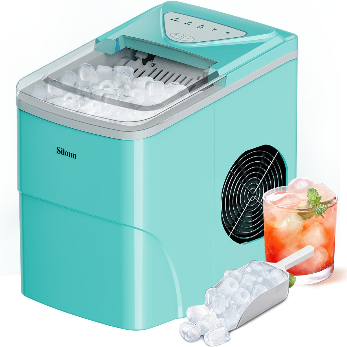 Silonn Nugget Ice Maker Countertop, Pellet Ice Machine with Self-Cleaning Function, Sonic Ice Maker Produces 36lbs of Chewable Ice in 24 Hours, Ideal for Home Kitchen and Office (Stainless Steel) Jansha Store