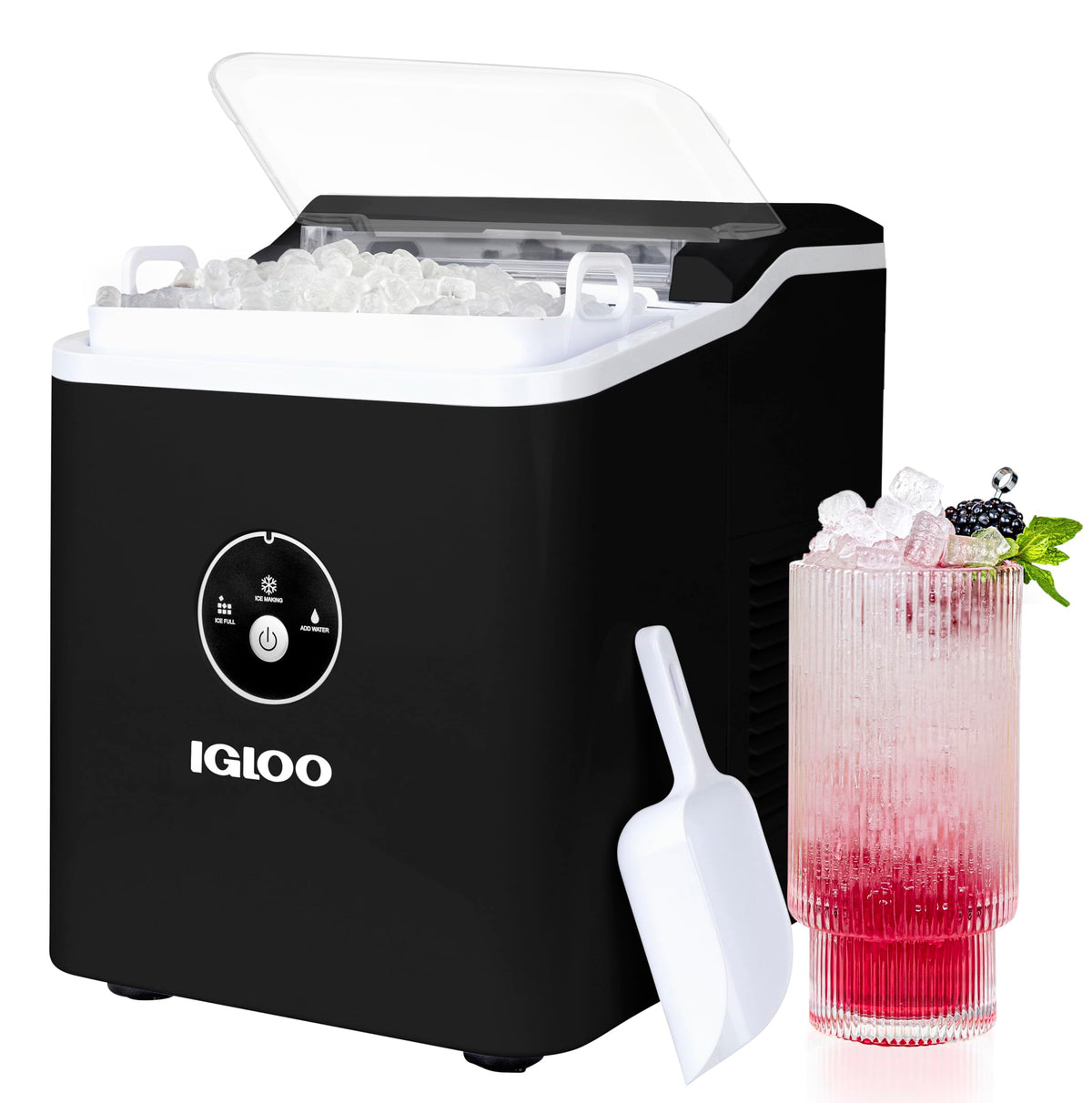 Igloo Portable Ice Maker with Scoop - Ice Maker with LED Control Panel & 1.5 Quart Water Tank - Stainless Ice Cube Maker Produces 26 Lbs. of Ice in 24 Hours with 9 Large or Small Cubes in 7 Minutes Jansha Store