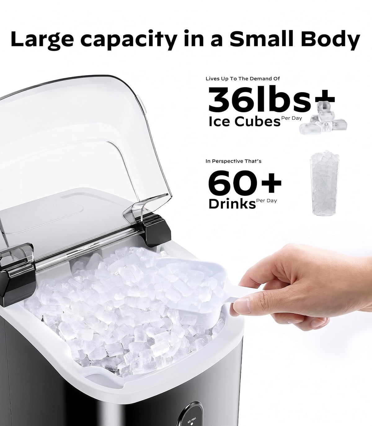 Silonn Nugget Ice Maker Countertop, Pellet Ice Machine with Self-Cleaning Function, Sonic Ice Maker Produces 36lbs of Chewable Ice in 24 Hours, Ideal for Home Kitchen and Office (Stainless Steel) Jansha Store