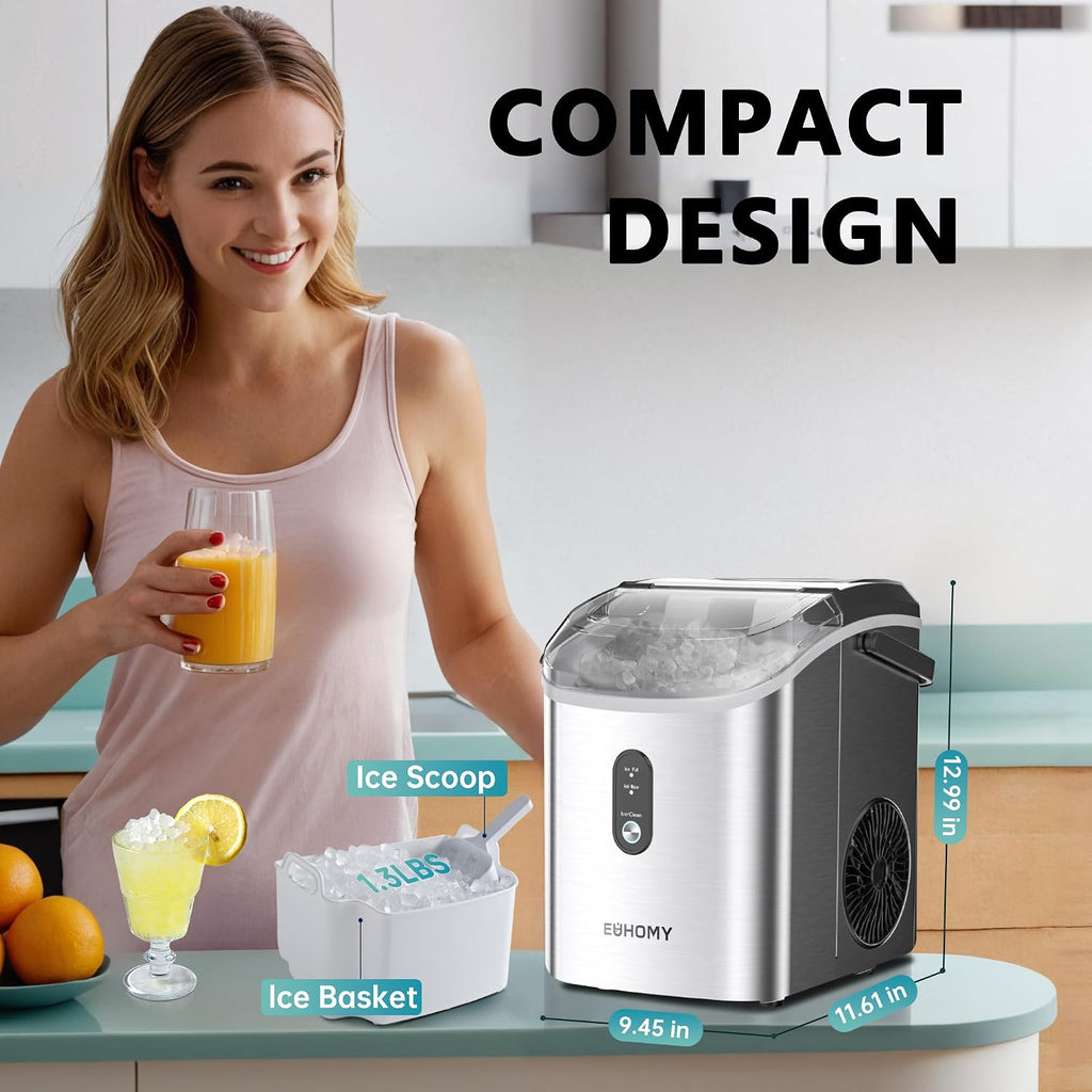 EUHOMY Nugget Ice Maker Countertop with Handle, 34lbs/24H Sonic Ice Maker Jansha Store