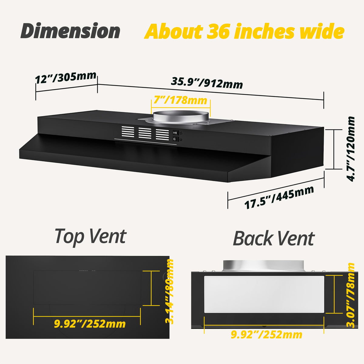 FIREGAS Range Hood 30 inch Under Cabinet, White Range Hood, Kitchen Hood Jansha Store