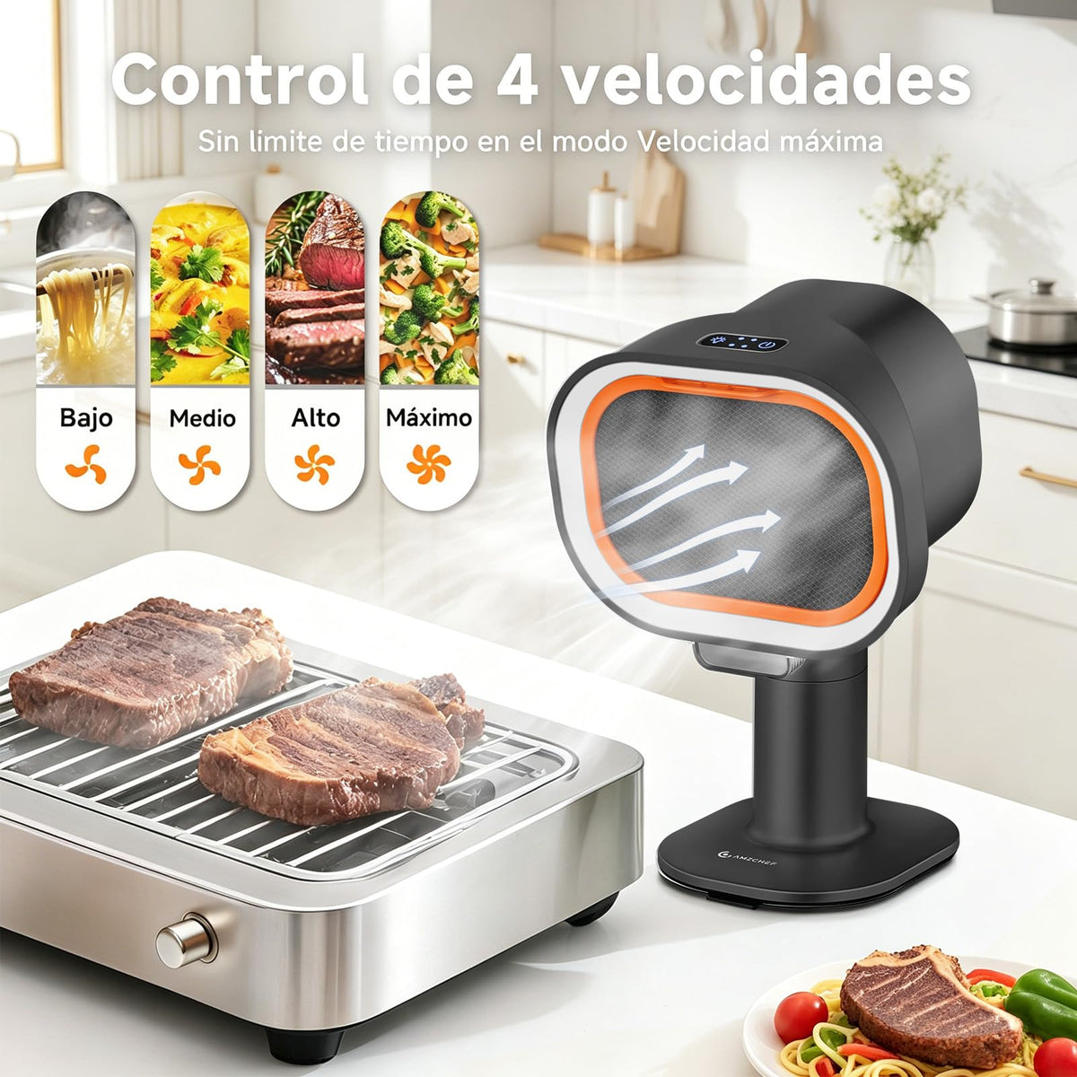Portable Range Hood, 4-Speed Desktop Exhaust Fan with Telescopic Height Jansha Store