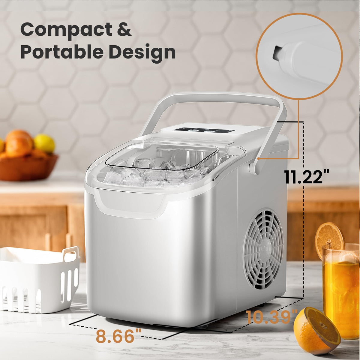 Crzoe Countertop Ice Maker, 26Lbs/24H,2 Sizes of Ice, Self-Cleaning,Black Jansha Store