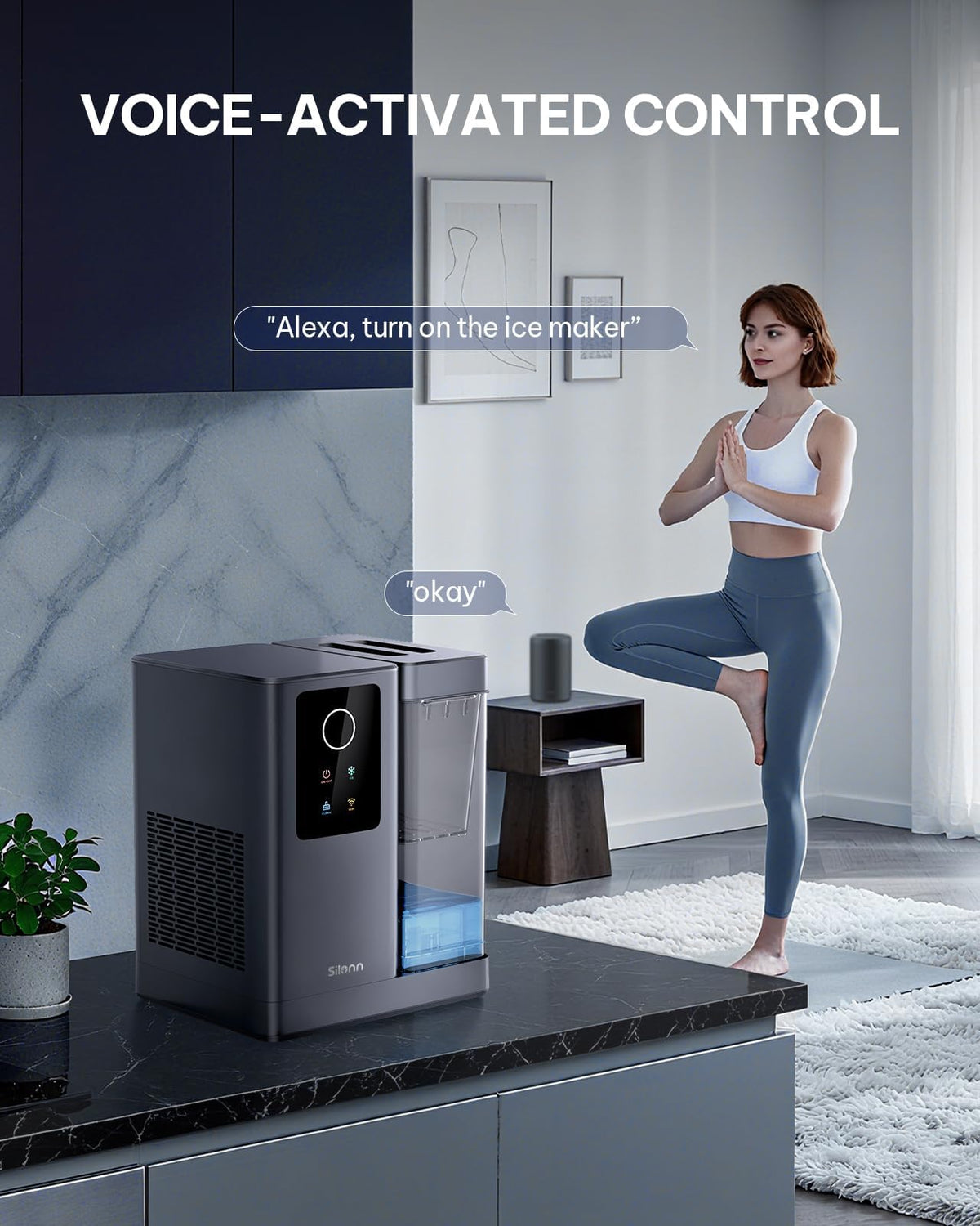 Silonn Nugget Ice Maker Countertop, Pellet Ice Machine with Self-Cleaning Function, Sonic Ice Maker Produces 36lbs of Chewable Ice in 24 Hours, Ideal for Home Kitchen and Office (Stainless Steel) Jansha Store