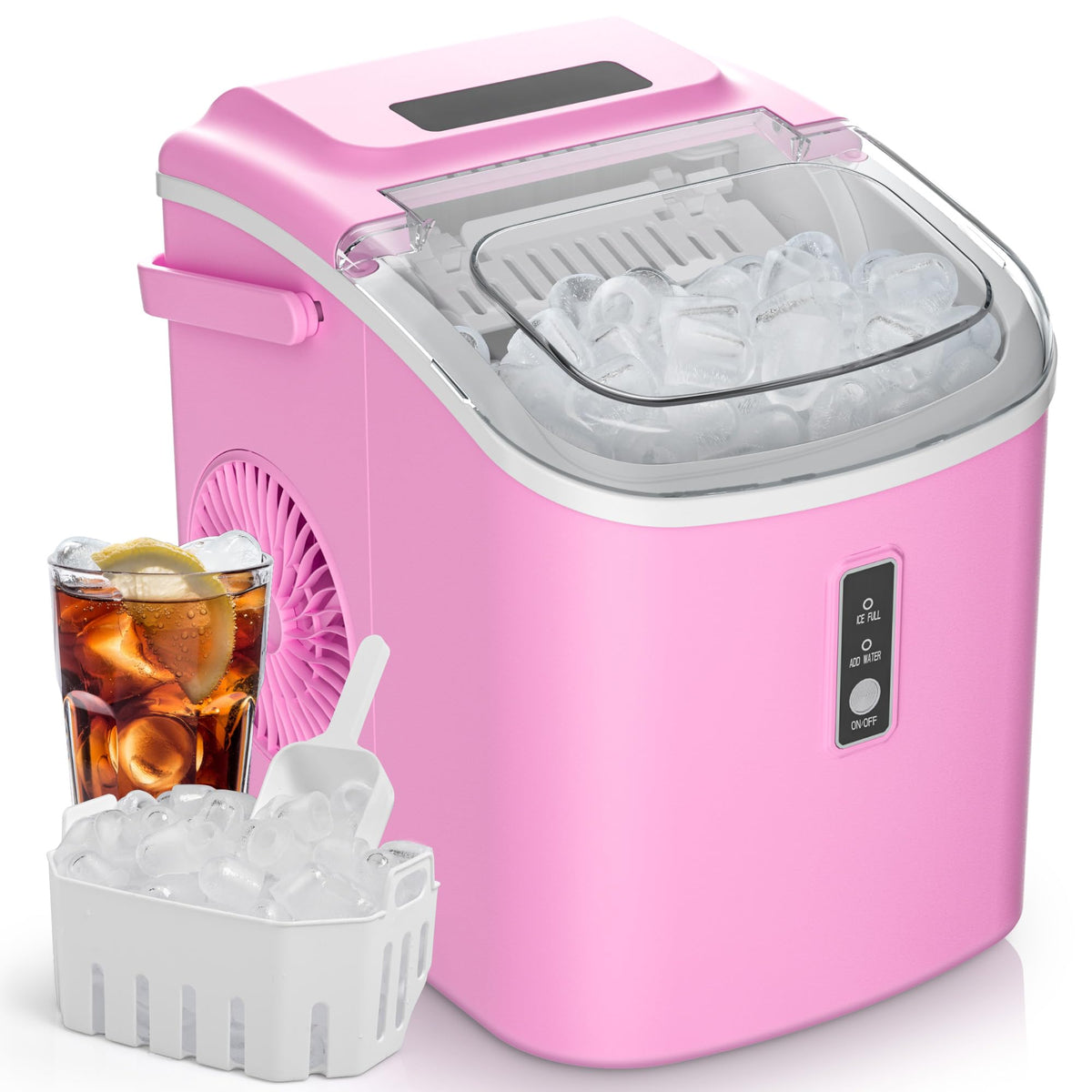 EUHOMY Nugget Ice Maker Countertop with Handle, 34lbs/24H Sonic Ice Maker Jansha Store