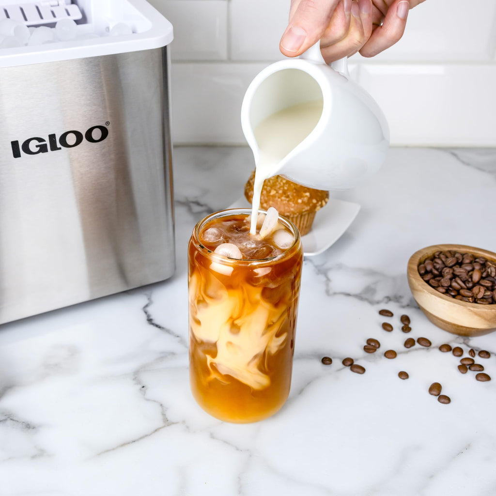 Igloo Portable Ice Maker with Scoop - Ice Maker with LED Control Panel & 1.5 Quart Water Tank - Stainless Ice Cube Maker Produces 26 Lbs. of Ice in 24 Hours with 9 Large or Small Cubes in 7 Minutes Jansha Store