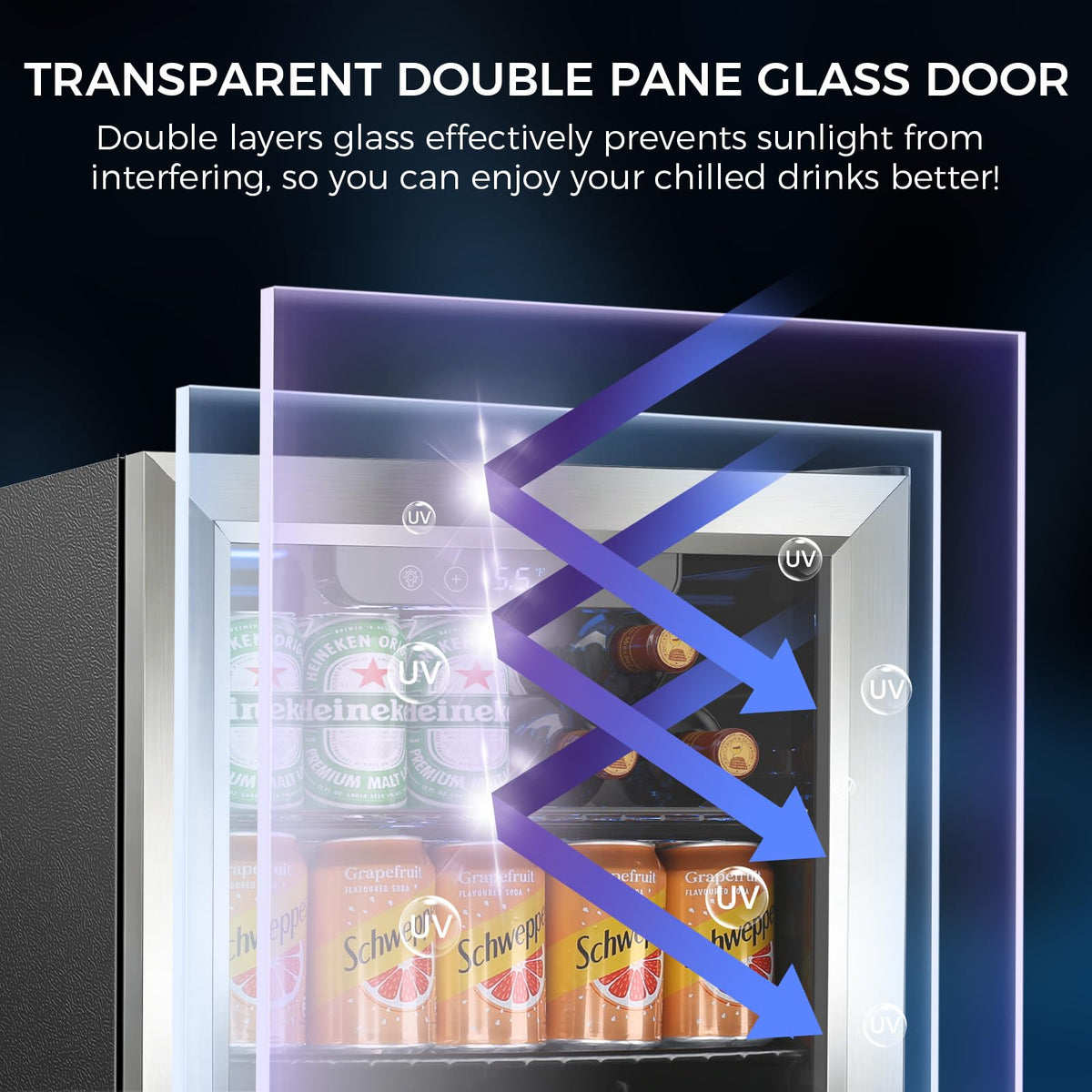 Electactic Mini Fridge 130 Can Beverage Refrigerator Cooler, 3.2 Cu.Ft Drink Fridge for Soda Wine Beer, Adjustable Temperature Control for Home Office, Black Jansha Store