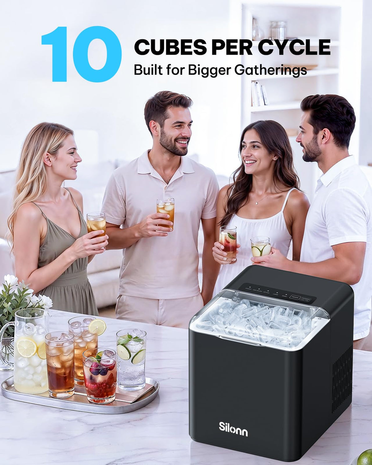 Silonn Nugget Ice Maker Countertop, Pellet Ice Machine with Self-Cleaning Function, Sonic Ice Maker Produces 36lbs of Chewable Ice in 24 Hours, Ideal for Home Kitchen and Office (Stainless Steel) Jansha Store